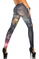 Jeans-Print Leggings schwarz