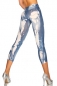 Capri-Jeans-Print-Leggings blau