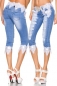 Capri-Jeans mit Spitze blau/weiß