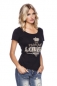 T-Shirt mit Strass und Perlen schwarz