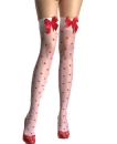 Stockings mit Herzmuster weiß/rot